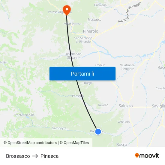 Brossasco to Pinasca map