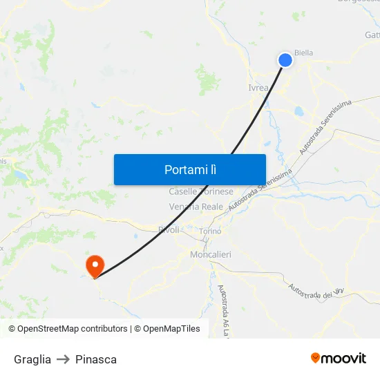 Graglia to Pinasca map