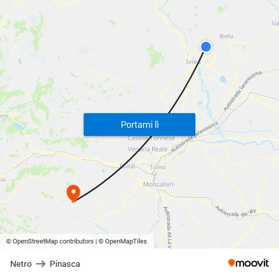 Netro to Pinasca map