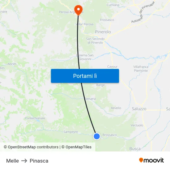 Melle to Pinasca map