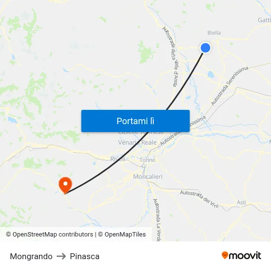 Mongrando to Pinasca map