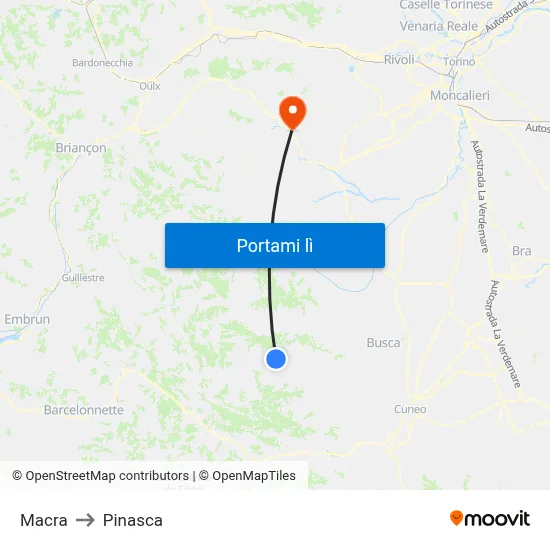 Macra to Pinasca map