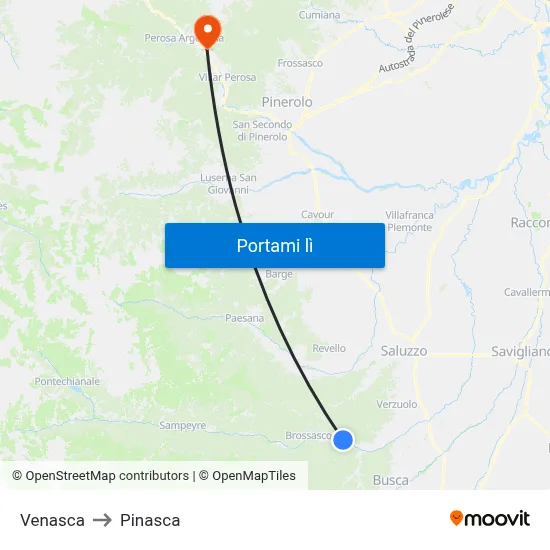 Venasca to Pinasca map