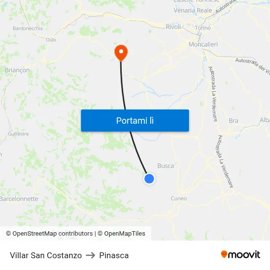 Villar San Costanzo to Pinasca map
