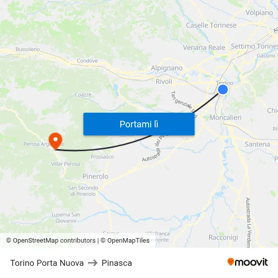 Torino Porta Nuova to Pinasca map
