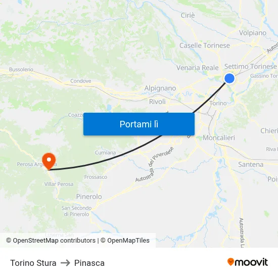 Torino Stura to Pinasca map