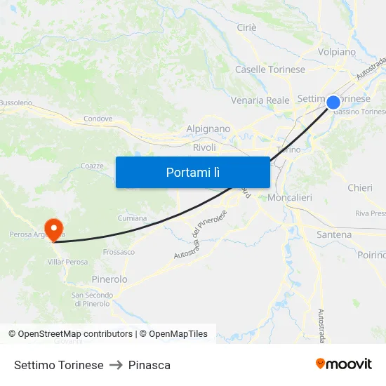 Settimo Torinese to Pinasca map