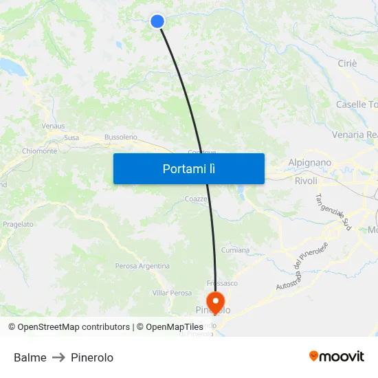 Balme to Pinerolo map