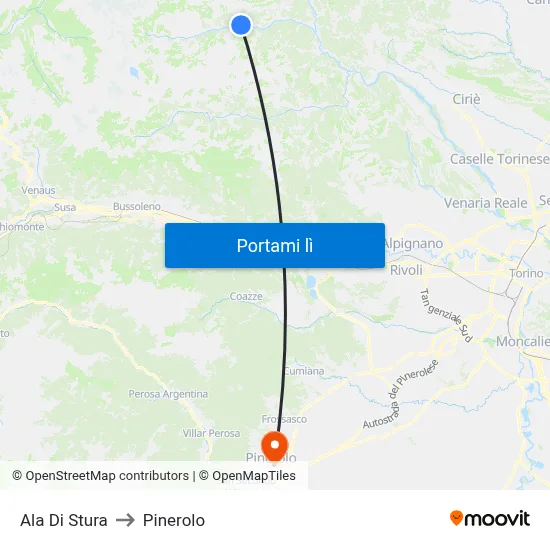 Ala Di Stura to Pinerolo map