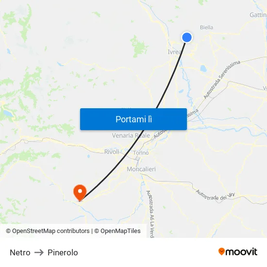 Netro to Pinerolo map