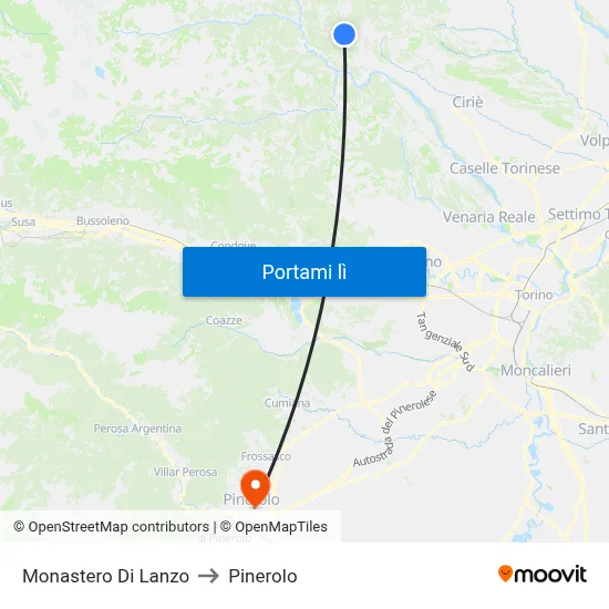 Monastero Di Lanzo to Pinerolo map