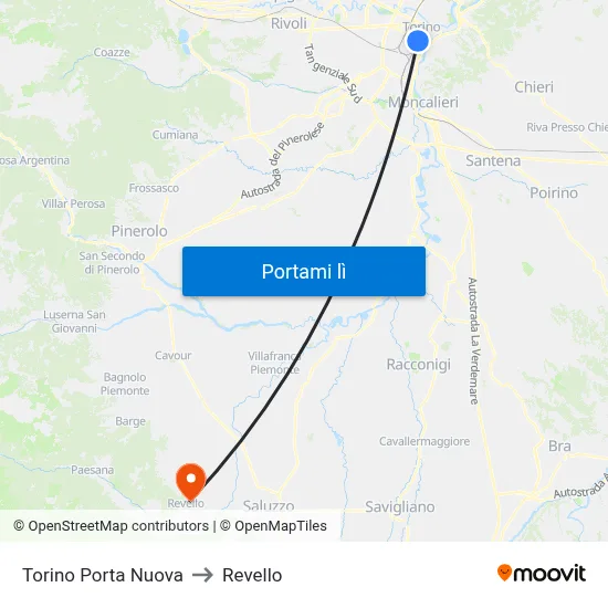 Torino Porta Nuova to Revello map