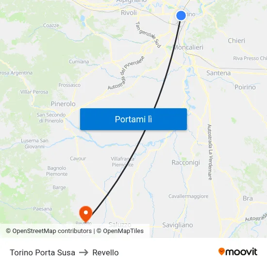 Torino Porta Susa to Revello map