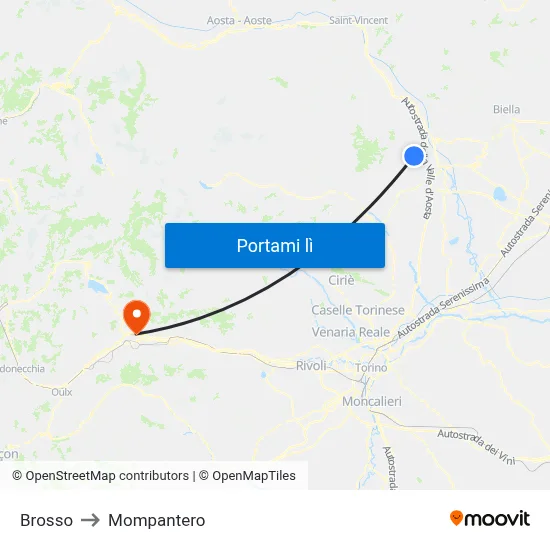 Brosso to Mompantero map