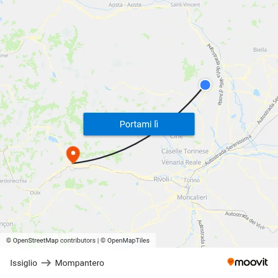 Issiglio to Mompantero map