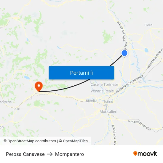 Perosa Canavese to Mompantero map