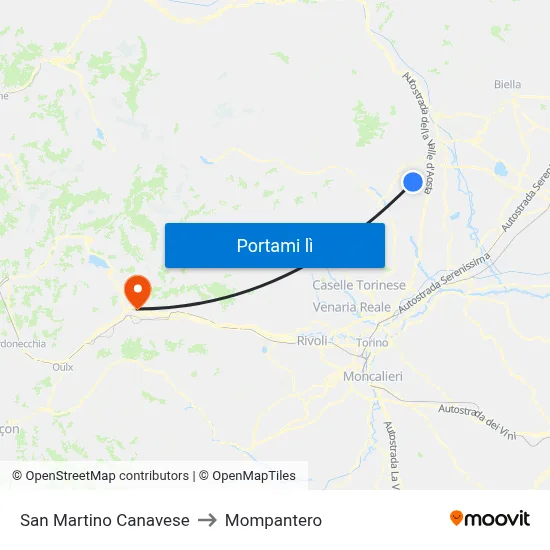 San Martino Canavese to Mompantero map