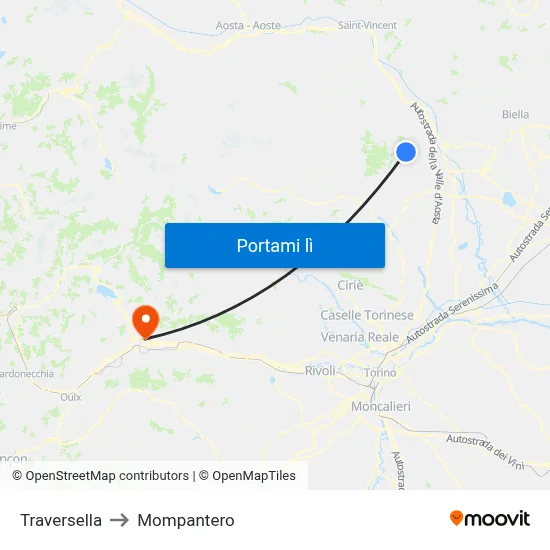Traversella to Mompantero map
