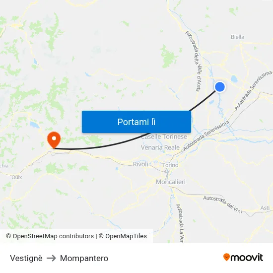 Vestignè to Mompantero map