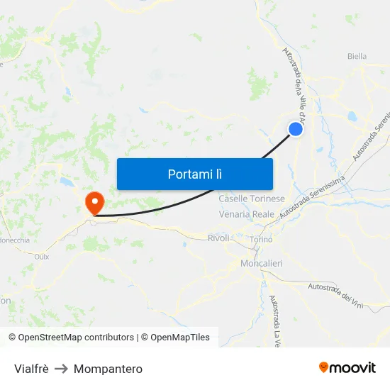 Vialfrè to Mompantero map