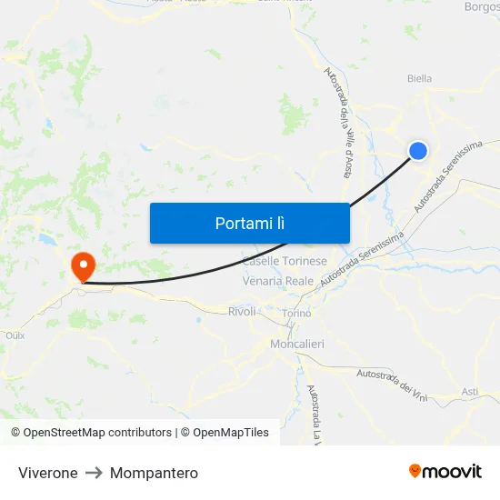 Viverone to Mompantero map