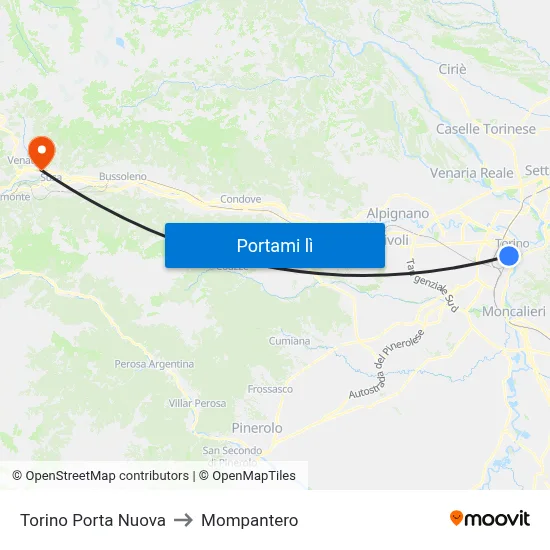 Torino Porta Nuova to Mompantero map