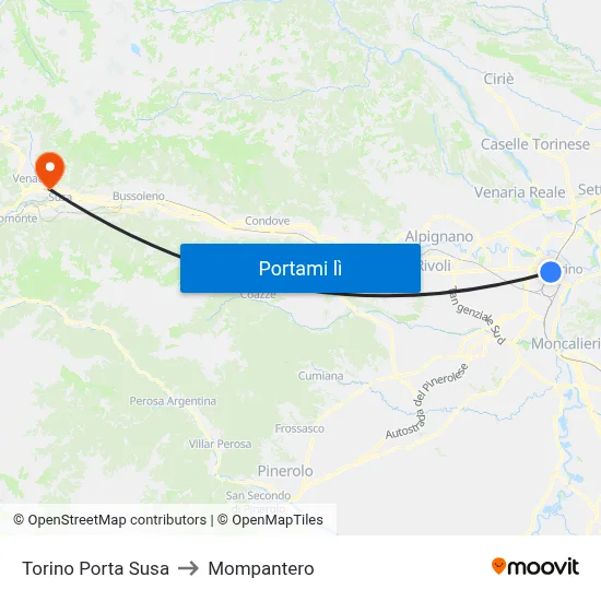 Torino Porta Susa to Mompantero map