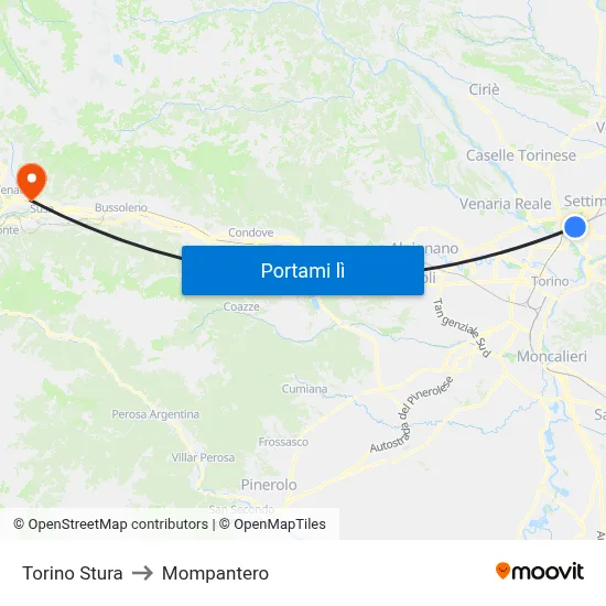 Torino Stura to Mompantero map