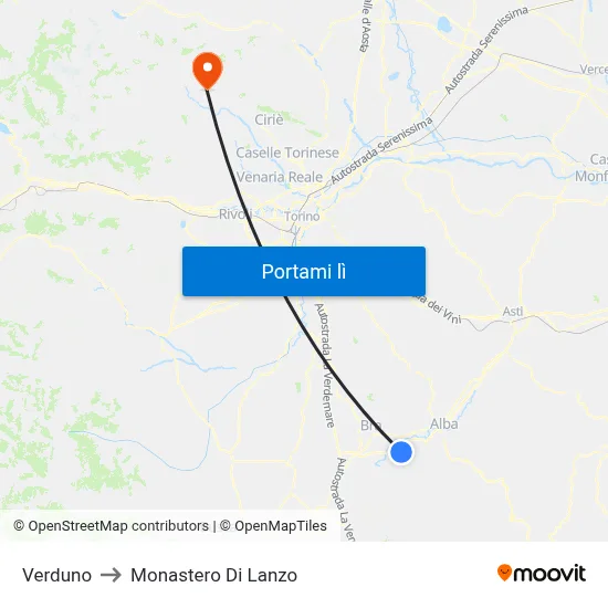 Verduno to Monastero Di Lanzo map