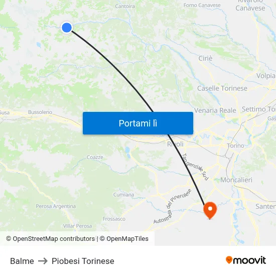 Balme to Piobesi Torinese map