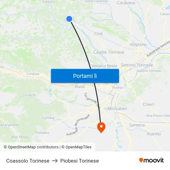 Coassolo Torinese to Piobesi Torinese map