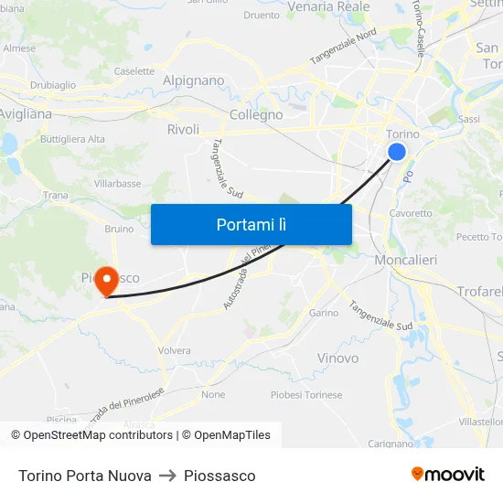 Torino Porta Nuova to Piossasco map
