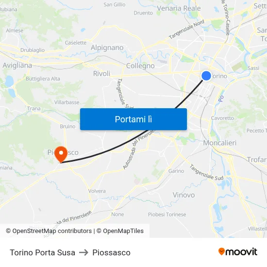 Torino Porta Susa to Piossasco map