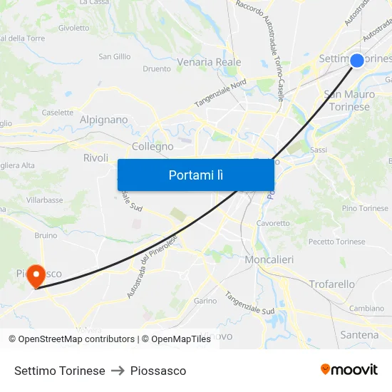 Settimo Torinese to Piossasco map