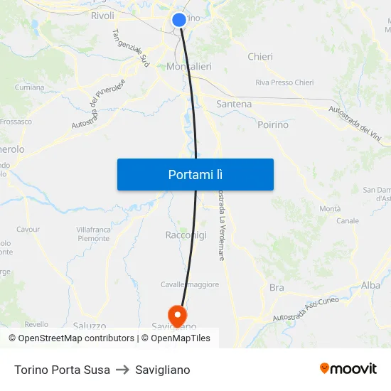 Torino Porta Susa to Savigliano map