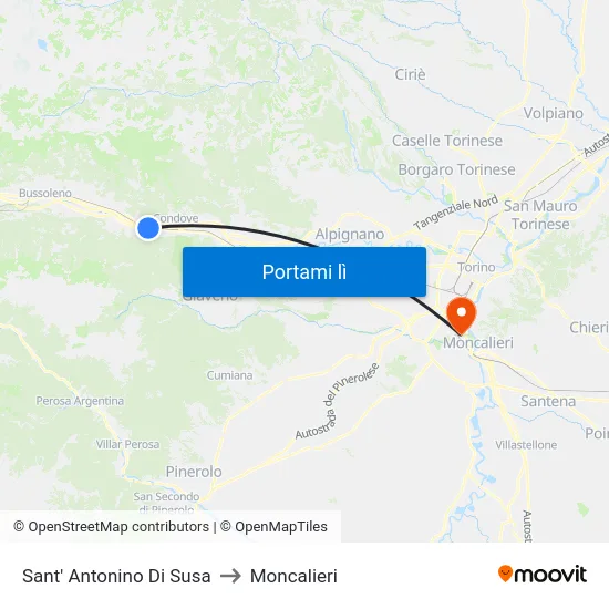 Sant' Antonino Di Susa to Moncalieri map