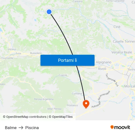 Balme to Piscina map