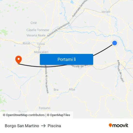 Borgo San Martino to Piscina map