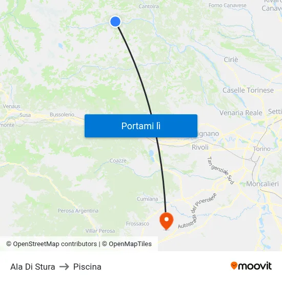 Ala Di Stura to Piscina map