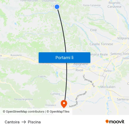 Cantoira to Piscina map