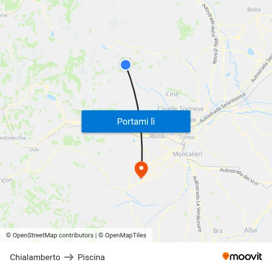 Chialamberto to Piscina map