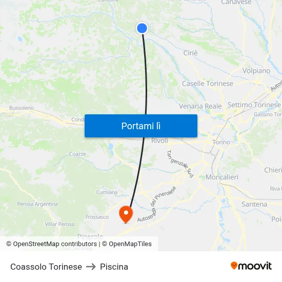 Coassolo Torinese to Piscina map
