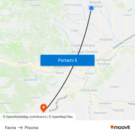 Favria to Piscina map