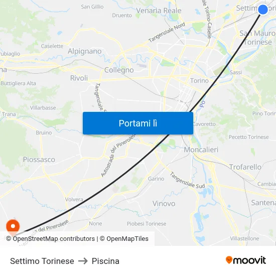 Settimo Torinese to Piscina map