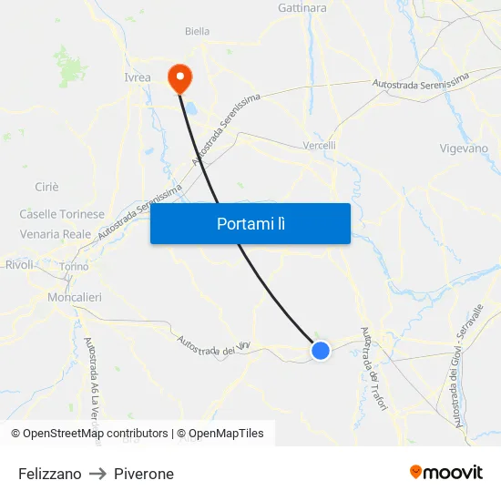 Felizzano to Piverone map