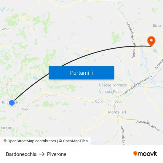 Bardonecchia to Piverone map