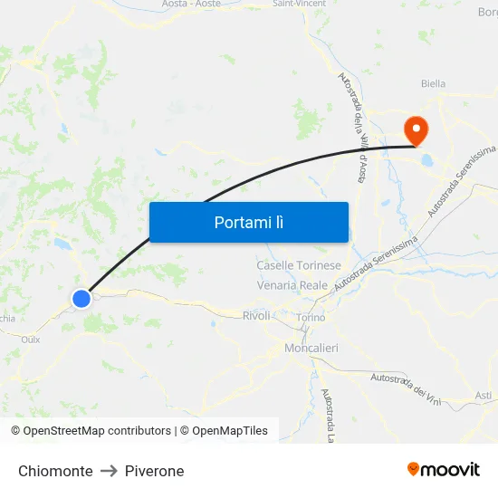 Chiomonte to Piverone map