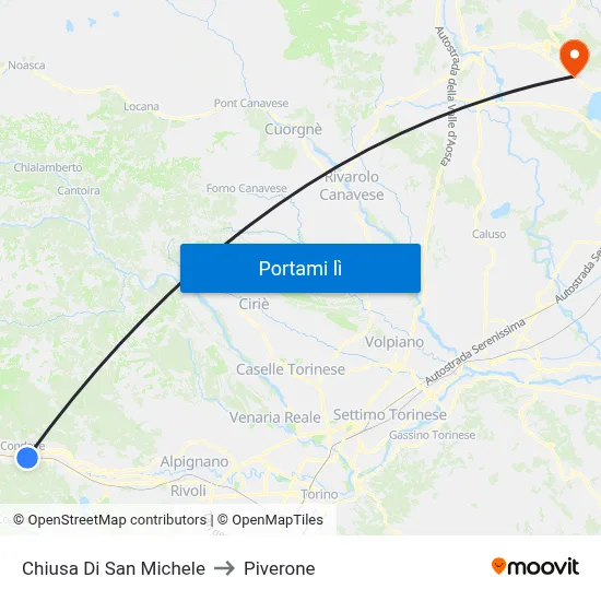 Chiusa Di San Michele to Piverone map