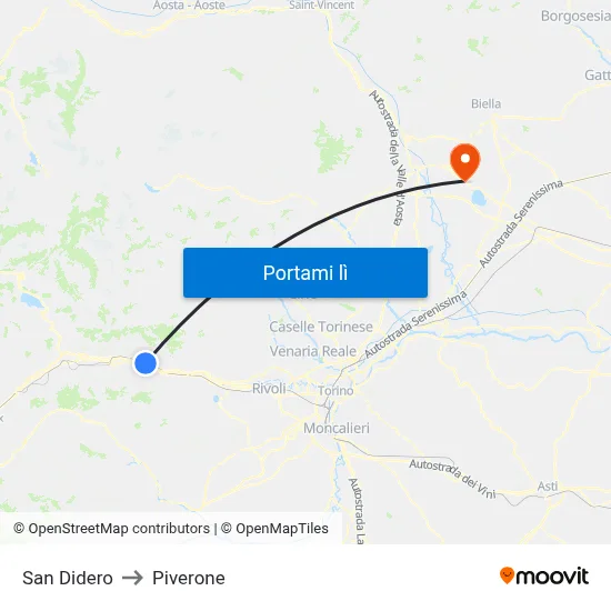 San Didero to Piverone map