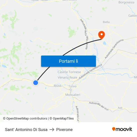Sant' Antonino Di Susa to Piverone map